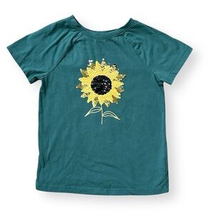 Cat & Jack Girls Short Sleeve Flip Sequin Sunflower Tee